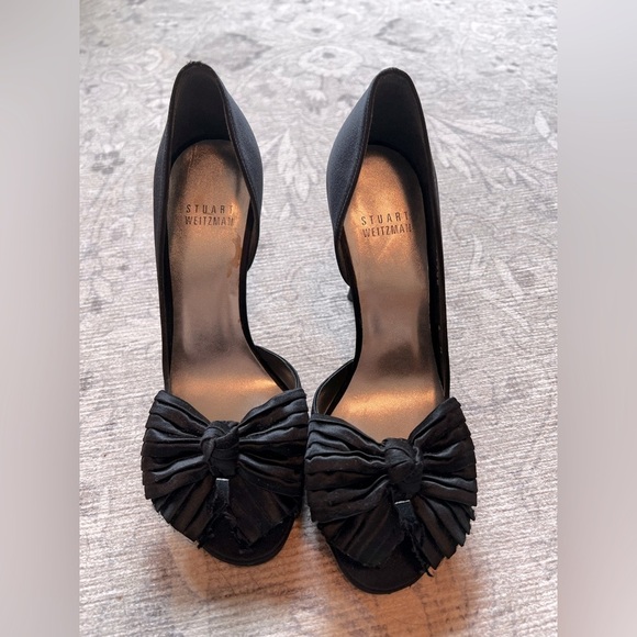 Stuart Weitzman Satin Bolero Black Pump Size 6 - Picture 2 of 10